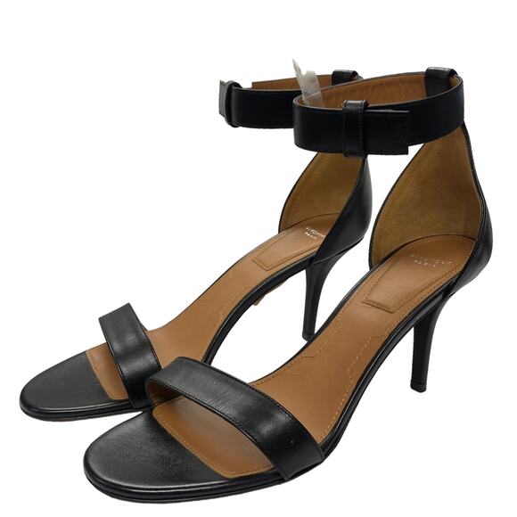 Givenchy Paris Womens Size 39 Black Leather Ankle Strap Heel Sandals - Picture 1 of 9